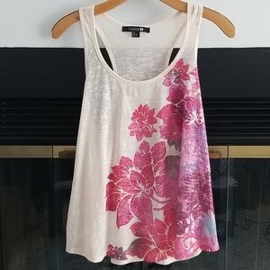 Pink flower tank top, flowing